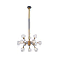 Bubble Suspended Lighting Post Modern Clear Glass 12/16-Light Black and Gold Ceiling Chandelier with Curvy Arm Clearhalo 'Ceiling Lights' 'Chandeliers' 'Glass shade' 'Glass' 'Island Lights' 'Modern Chandeliers' 'Modern' Lighting' 1399098