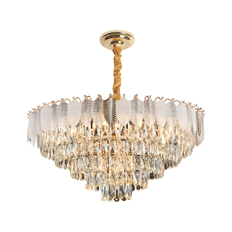 Clear 7 Heads Chandelier Pendant Light Modern Crystal Prisms Circular Ceiling Suspension Lamp Clearhalo 'Ceiling Lights' 'Chandeliers' 'Clear' 'Industrial' 'Modern Chandeliers' 'Modern' 'Tiffany' 'Traditional Chandeliers' Lighting' 1399418