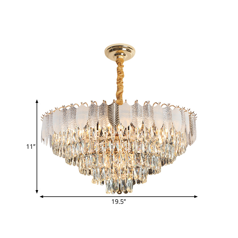 Clear 7 Heads Chandelier Pendant Light Modern Crystal Prisms Circular Ceiling Suspension Lamp Clearhalo 'Ceiling Lights' 'Chandeliers' 'Clear' 'Industrial' 'Modern Chandeliers' 'Modern' 'Tiffany' 'Traditional Chandeliers' Lighting' 1399419