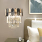 2 Heads Flush Wall Sconce Contemporary Tapered Clear Crystal Wall Lamp with Black and Taupe Ornaments Clearhalo 'Modern wall lights' 'Modern' 'Wall Lamps & Sconces' 'Wall Lights' Lighting' 1399561