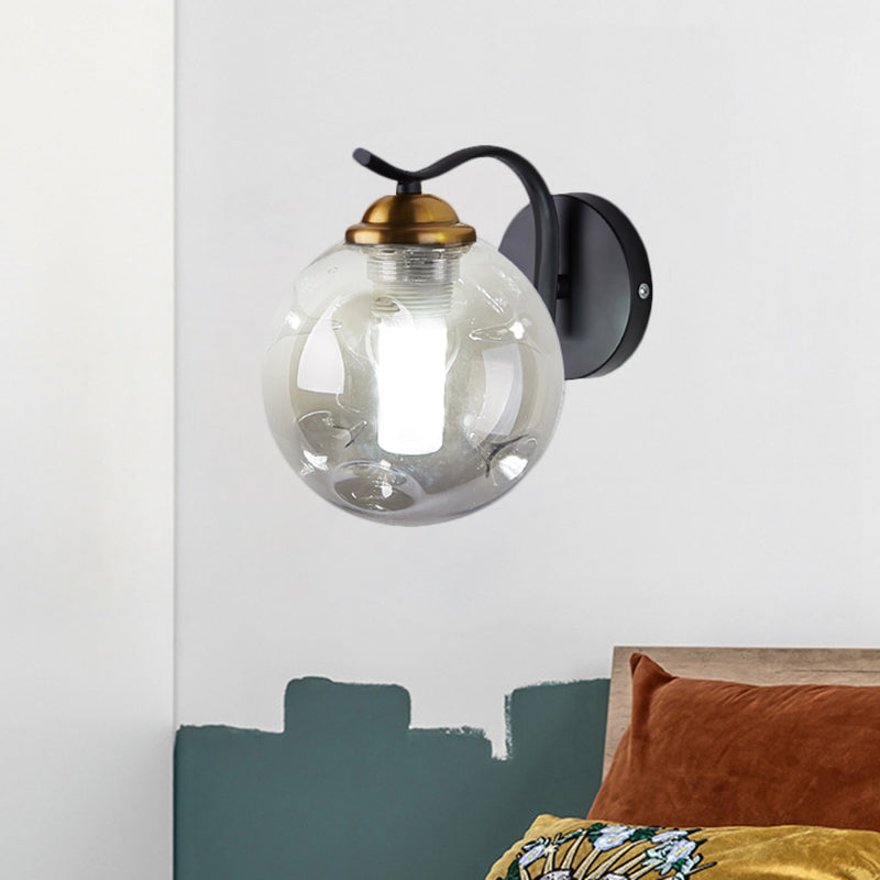 Modernist Bubbly Wall Sconce Amber/Smoke Gray Glass 1/2-Bulb Drawing Room Wall Mounted Light in Black/Gold 1.0 Black Smoke Grey Clearhalo 'Cast Iron' 'Glass' 'Industrial' 'Modern wall lights' 'Modern' 'Tiffany' 'Traditional wall lights' 'Wall Lamps & Sconces' 'Wall Lights' Lighting' 1399614