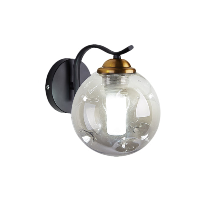 Modernist Bubbly Wall Sconce Amber/Smoke Gray Glass 1/2-Bulb Drawing Room Wall Mounted Light in Black/Gold Clearhalo 'Cast Iron' 'Glass' 'Industrial' 'Modern wall lights' 'Modern' 'Tiffany' 'Traditional wall lights' 'Wall Lamps & Sconces' 'Wall Lights' Lighting' 1399616