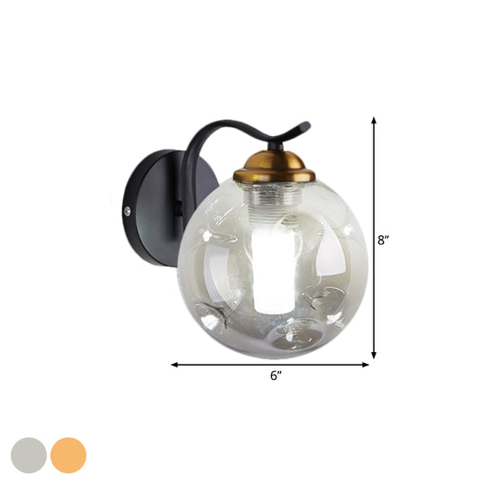 Modernist Bubbly Wall Sconce Amber/Smoke Gray Glass 1/2-Bulb Drawing Room Wall Mounted Light in Black/Gold Clearhalo 'Cast Iron' 'Glass' 'Industrial' 'Modern wall lights' 'Modern' 'Tiffany' 'Traditional wall lights' 'Wall Lamps & Sconces' 'Wall Lights' Lighting' 1399617