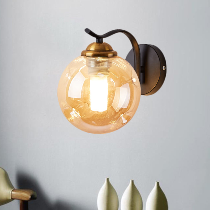 Modernist Bubbly Wall Sconce Amber/Smoke Gray Glass 1/2-Bulb Drawing Room Wall Mounted Light in Black/Gold Clearhalo 'Cast Iron' 'Glass' 'Industrial' 'Modern wall lights' 'Modern' 'Tiffany' 'Traditional wall lights' 'Wall Lamps & Sconces' 'Wall Lights' Lighting' 1399620