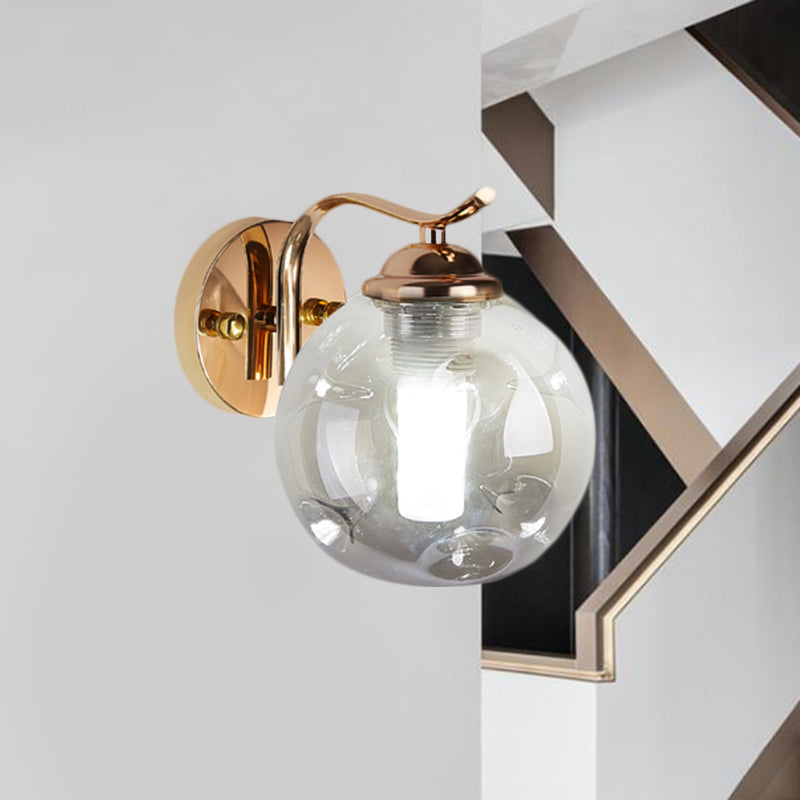 Modernist Bubbly Wall Sconce Amber/Smoke Gray Glass 1/2-Bulb Drawing Room Wall Mounted Light in Black/Gold 1.0 Gold Smoke Grey Clearhalo 'Cast Iron' 'Glass' 'Industrial' 'Modern wall lights' 'Modern' 'Tiffany' 'Traditional wall lights' 'Wall Lamps & Sconces' 'Wall Lights' Lighting' 1399622