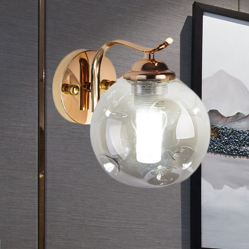 Modernist Bubbly Wall Sconce Amber/Smoke Gray Glass 1/2-Bulb Drawing Room Wall Mounted Light in Black/Gold Clearhalo 'Cast Iron' 'Glass' 'Industrial' 'Modern wall lights' 'Modern' 'Tiffany' 'Traditional wall lights' 'Wall Lamps & Sconces' 'Wall Lights' Lighting' 1399623