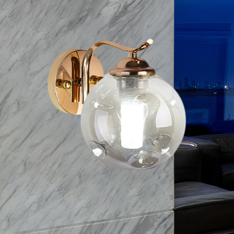 Modernist Bubbly Wall Sconce Amber/Smoke Gray Glass 1/2-Bulb Drawing Room Wall Mounted Light in Black/Gold Clearhalo 'Cast Iron' 'Glass' 'Industrial' 'Modern wall lights' 'Modern' 'Tiffany' 'Traditional wall lights' 'Wall Lamps & Sconces' 'Wall Lights' Lighting' 1399624