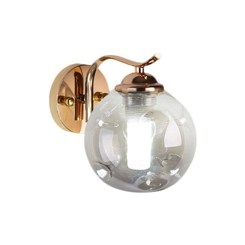 Modernist Bubbly Wall Sconce Amber/Smoke Gray Glass 1/2-Bulb Drawing Room Wall Mounted Light in Black/Gold Clearhalo 'Cast Iron' 'Glass' 'Industrial' 'Modern wall lights' 'Modern' 'Tiffany' 'Traditional wall lights' 'Wall Lamps & Sconces' 'Wall Lights' Lighting' 1399625