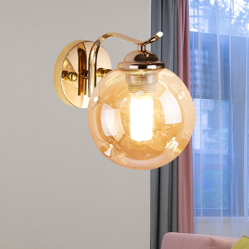 Modernist Bubbly Wall Sconce Amber/Smoke Gray Glass 1/2-Bulb Drawing Room Wall Mounted Light in Black/Gold Clearhalo 'Cast Iron' 'Glass' 'Industrial' 'Modern wall lights' 'Modern' 'Tiffany' 'Traditional wall lights' 'Wall Lamps & Sconces' 'Wall Lights' Lighting' 1399629