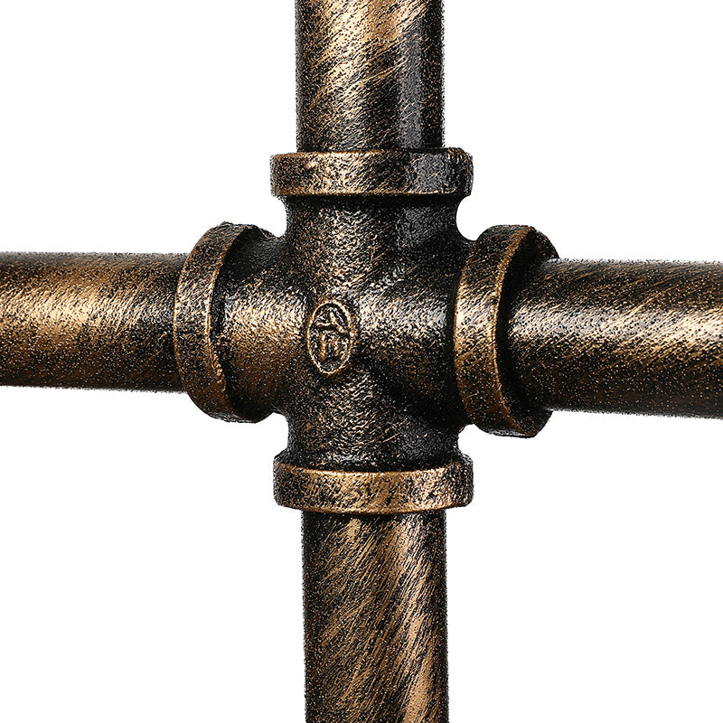 Brass Wire Cage Semi-Flush Light Vintage Industrial Iron 4/6/8 Heads Living Room Ceiling Lighting with Pipe Clearhalo 'Ceiling Lights' 'Close To Ceiling Lights' 'Close to ceiling' 'Semi-flushmount' Lighting' 139963