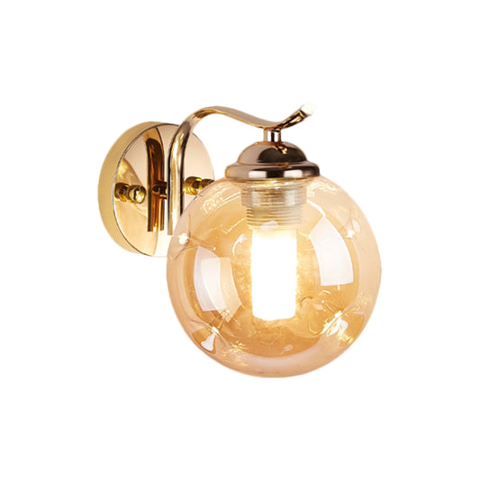 Modernist Bubbly Wall Sconce Amber/Smoke Gray Glass 1/2-Bulb Drawing Room Wall Mounted Light in Black/Gold Clearhalo 'Cast Iron' 'Glass' 'Industrial' 'Modern wall lights' 'Modern' 'Tiffany' 'Traditional wall lights' 'Wall Lamps & Sconces' 'Wall Lights' Lighting' 1399630