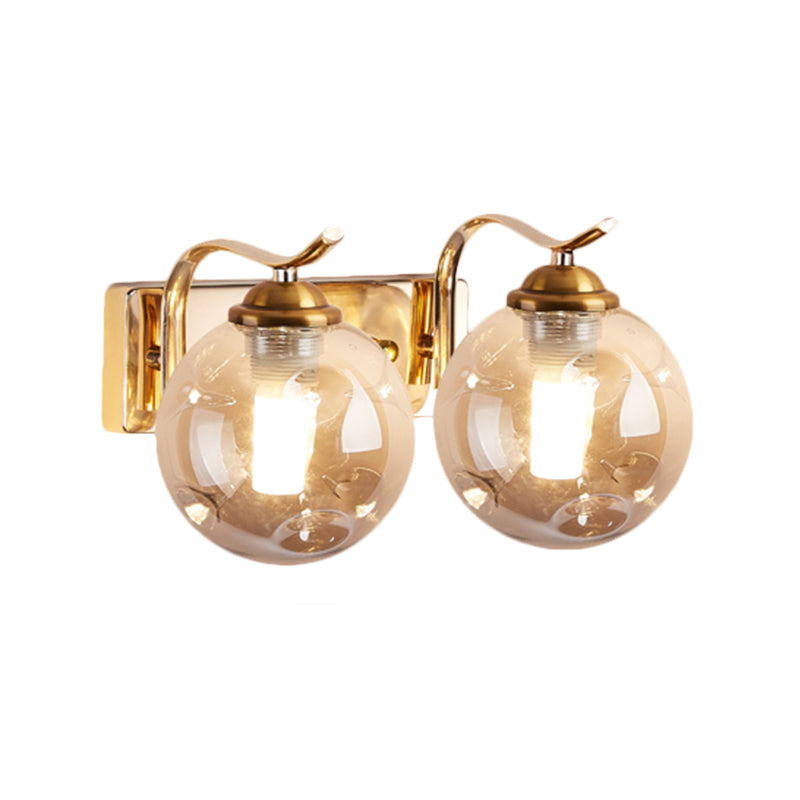 Modernist Bubbly Wall Sconce Amber/Smoke Gray Glass 1/2-Bulb Drawing Room Wall Mounted Light in Black/Gold Clearhalo 'Cast Iron' 'Glass' 'Industrial' 'Modern wall lights' 'Modern' 'Tiffany' 'Traditional wall lights' 'Wall Lamps & Sconces' 'Wall Lights' Lighting' 1399643