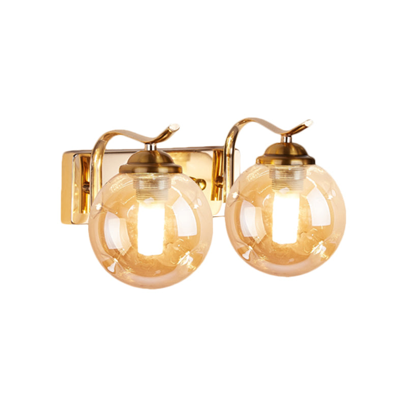 Modernist Bubbly Wall Sconce Amber/Smoke Gray Glass 1/2-Bulb Drawing Room Wall Mounted Light in Black/Gold Clearhalo 'Cast Iron' 'Glass' 'Industrial' 'Modern wall lights' 'Modern' 'Tiffany' 'Traditional wall lights' 'Wall Lamps & Sconces' 'Wall Lights' Lighting' 1399648