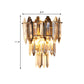 2 Heads Tapered Flush Wall Sconce Modern Gold Crystal Shuttles Wall Mount Light Fixture Clearhalo 'Modern wall lights' 'Modern' 'Wall Lamps & Sconces' 'Wall Lights' Lighting' 1399654