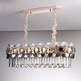 11 Bulbs Metal Facing Island Chandelier Contemporary Clear Crystal Prisms Hanging Island Light Clearhalo 'Ceiling Lights' 'Island Lights' Lighting' 1399785