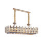 Contemporary Rectangular Hanging Island Light 12 Bulbs Clear Crystal Blocks Island Lamp in Gold Clearhalo 'Ceiling Lights' 'Island Lights' Lighting' 1399808