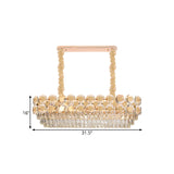 Clear Crystal Blocks Oval Island Pendant Contemporary 12 Bulbs Dinning Hall Over Island Lighting in Gold Clearhalo 'Ceiling Lights' 'Island Lights' Lighting' 1399817