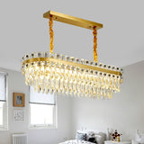 LED Crystal Drops Over Island Lighting Modern Clear Oval Dinning Room Island Light Fixture Clear Clearhalo 'Ceiling Lights' 'Island Lights' Lighting' 1399818