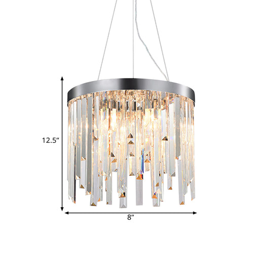2/6 Bulbs Hanging Lamp Kit Contemporary Round Clear Crystal Prisms Chandelier Lighting, 8"/16" Wide Clearhalo 'Ceiling Lights' 'Chandeliers' 'Clear' 'Industrial' 'Modern Chandeliers' 'Modern' 'Tiffany' 'Traditional Chandeliers' Lighting' 1399833