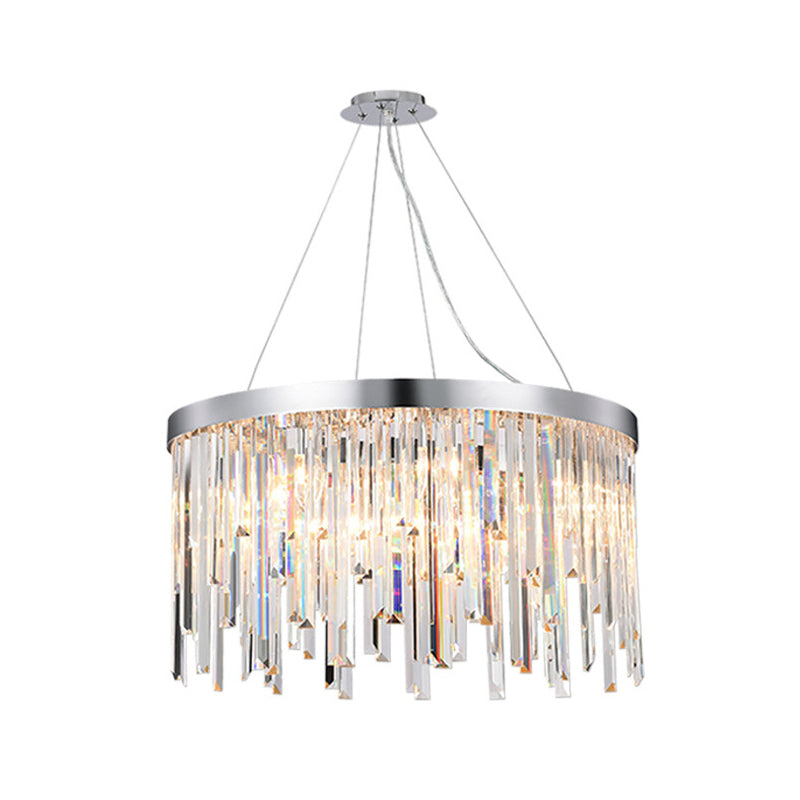 2/6 Bulbs Hanging Lamp Kit Contemporary Round Clear Crystal Prisms Chandelier Lighting, 8"/16" Wide Clearhalo 'Ceiling Lights' 'Chandeliers' 'Clear' 'Industrial' 'Modern Chandeliers' 'Modern' 'Tiffany' 'Traditional Chandeliers' Lighting' 1399837