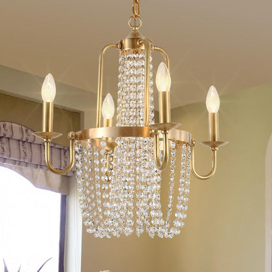 4 Bulbs Candelabra Hanging Pendant Traditional Gold Crystal Stands Chandelier Light Fixture Clearhalo 'Ceiling Lights' 'Chandeliers' Lighting' options 1399865