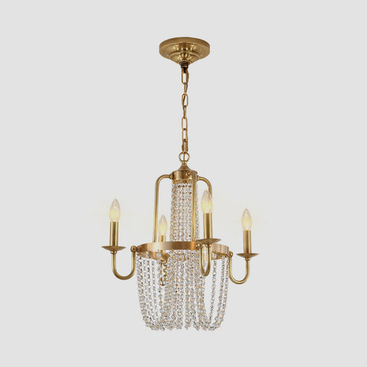 4 Bulbs Candelabra Hanging Pendant Traditional Gold Crystal Stands Chandelier Light Fixture Clearhalo 'Ceiling Lights' 'Chandeliers' Lighting' options 1399867
