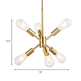 Sputnik Bedroom Hanging Ceiling Light Loft Style Metallic Multi Light Brass Finish Pendant Light Clearhalo 'Cast Iron' 'Ceiling Lights' 'Chandeliers' 'Industrial Chandeliers' 'Industrial' 'Metal' 'Middle Century Chandeliers' 'Rustic Chandeliers' 'Tiffany' Lighting' 139986