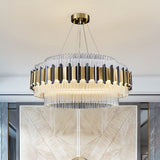 LED Circular Chandelier Lighting Contemporary Clear Crystal Tubes Ceiling Light Fixture for Parlor Clearhalo 'Ceiling Lights' 'Chandeliers' 'Clear' 'Industrial' 'Modern Chandeliers' 'Modern' 'Tiffany' 'Traditional Chandeliers' Lighting' 1399874