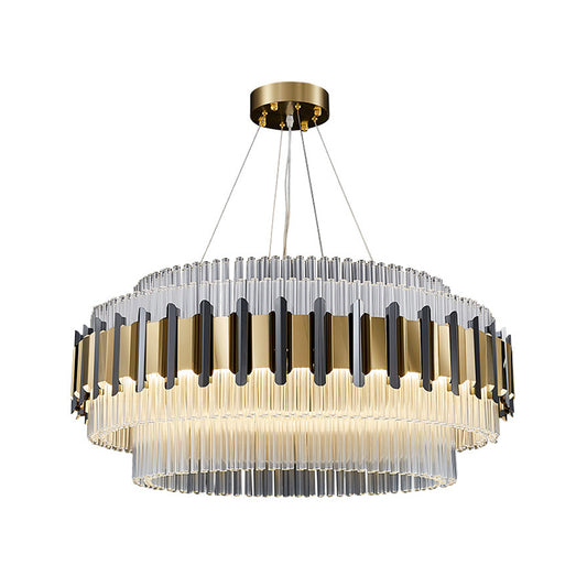 LED Circular Chandelier Lighting Contemporary Clear Crystal Tubes Ceiling Light Fixture for Parlor Clearhalo 'Ceiling Lights' 'Chandeliers' 'Clear' 'Industrial' 'Modern Chandeliers' 'Modern' 'Tiffany' 'Traditional Chandeliers' Lighting' 1399875