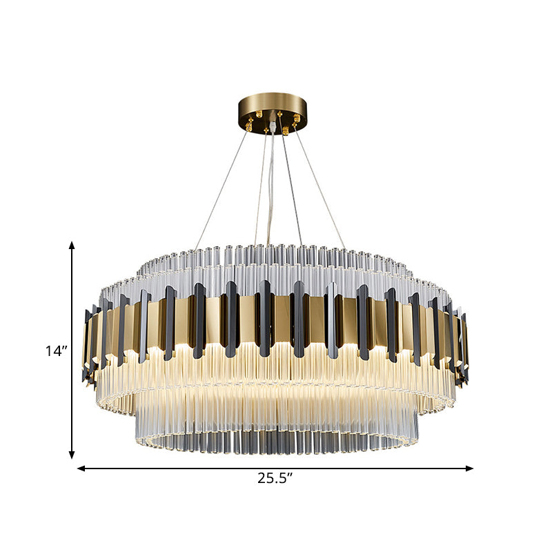 LED Circular Chandelier Lighting Contemporary Clear Crystal Tubes Ceiling Light Fixture for Parlor Clearhalo 'Ceiling Lights' 'Chandeliers' 'Clear' 'Industrial' 'Modern Chandeliers' 'Modern' 'Tiffany' 'Traditional Chandeliers' Lighting' 1399876