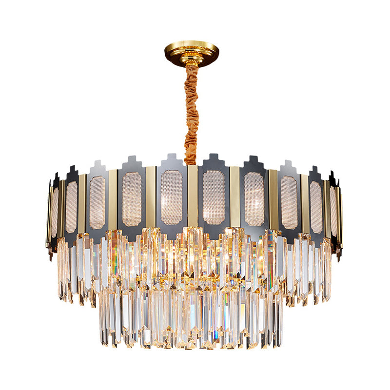 10 Bulbs Crystal Prisms Chandelier Lamp Contemporary Clear Circular Dinning Hall Suspension Lighting Clearhalo 'Ceiling Lights' 'Chandeliers' 'Clear' 'Industrial' 'Modern Chandeliers' 'Modern' 'Tiffany' 'Traditional Chandeliers' Lighting' 1399883