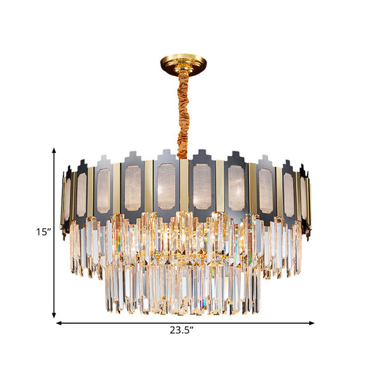 10 Bulbs Crystal Prisms Chandelier Lamp Contemporary Clear Circular Dinning Hall Suspension Lighting Clearhalo 'Ceiling Lights' 'Chandeliers' 'Clear' 'Industrial' 'Modern Chandeliers' 'Modern' 'Tiffany' 'Traditional Chandeliers' Lighting' 1399884
