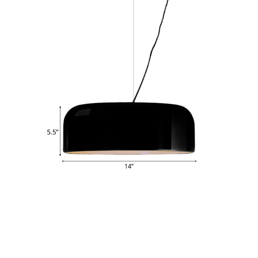 Black/White Dome Hanging Ceiling Light Simple 1 Head Metal Pendant Light Fixture, 14"/19"/23.5" Wide Clearhalo 'Ceiling Lights' 'Modern Pendants' 'Modern' 'Pendant Lights' 'Pendants' Lighting' 14