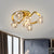 Semicircle Frame Parlour Lighting Fixture Contemporary Clear Glass Cubic Shade 6/8 Heads Gold Semi Flush 6 Clear Clearhalo 'Ceiling Lights' 'Close To Ceiling Lights' 'Close to ceiling' 'Semi-flushmount' Lighting' 1400175