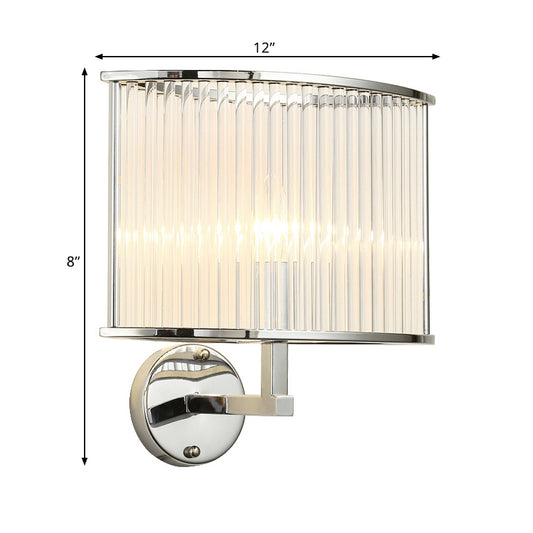 1 Bulb Oblong Wall Lamp Modern Silver Finish Clear Crystal Tube Shade Wall Sconce Lighting Clearhalo 'Modern wall lights' 'Modern' 'Wall Lamps & Sconces' 'Wall Lights' Lighting' 1400202