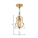 1 Head Swag Lamp Contemporary Lantern Frame Clear Crystal Draping Pendant Lighting in Gold Clearhalo 'Ceiling Lights' 'Modern Pendants' 'Modern' 'Pendant Lights' 'Pendants' Lighting' 1400222