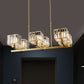 Crooked Arm Dinning Room Island Pendant Modern Crystal Cuboid Shade 6 Bulbs Gold Island Light Fixture Clearhalo 'Ceiling Lights' 'Island Lights' Lighting' 1400224