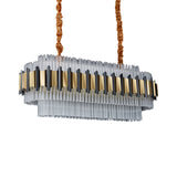 LED Island Chandelier Contemporary Oval Shape Clear Glass Tubes Hanging Ceiling Lamp in Gold Clearhalo 'Ceiling Lights' 'Island Lights' Lighting' 1400228