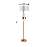 1 Head Barrel Shade Standing Light Modern Brass Finish Fabric Floor Lamp with Metal Base Clearhalo 'Floor Lamps' 'Lamps' Lighting' 1400270