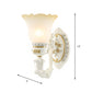 Flared Pattern Glass Sconce Lighting Antiqued 1/2-Light Dining Room Wall Mount Light Fixture in White Clearhalo 'Wall Lamps & Sconces' 'Wall Lights' Lighting' 1400274