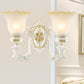 Flared Pattern Glass Sconce Lighting Antiqued 1/2-Light Dining Room Wall Mount Light Fixture in White Clearhalo 'Wall Lamps & Sconces' 'Wall Lights' Lighting' 1400276