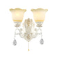 White Scalloped Wall Lighting Traditional Ivory Glass 1/2-Bulb Dining Room Sconce Light Fixture Clearhalo 'Wall Lamps & Sconces' 'Wall Lights' Lighting' 1400300
