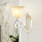 White Scalloped Wall Lighting Traditional Ivory Glass 1/2-Bulb Dining Room Sconce Light Fixture Clearhalo 'Wall Lamps & Sconces' 'Wall Lights' Lighting' 1400304