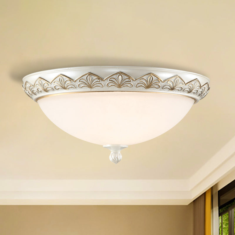 Hemisphere Bedroom Flush Light Classic Cream Glass 3 Heads White Flush Mount Ceiling Lighting