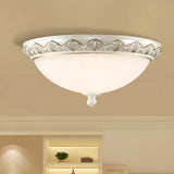Hemisphere Bedroom Flush Light Classic Cream Glass 3 Heads White Flush Mount Ceiling Lighting