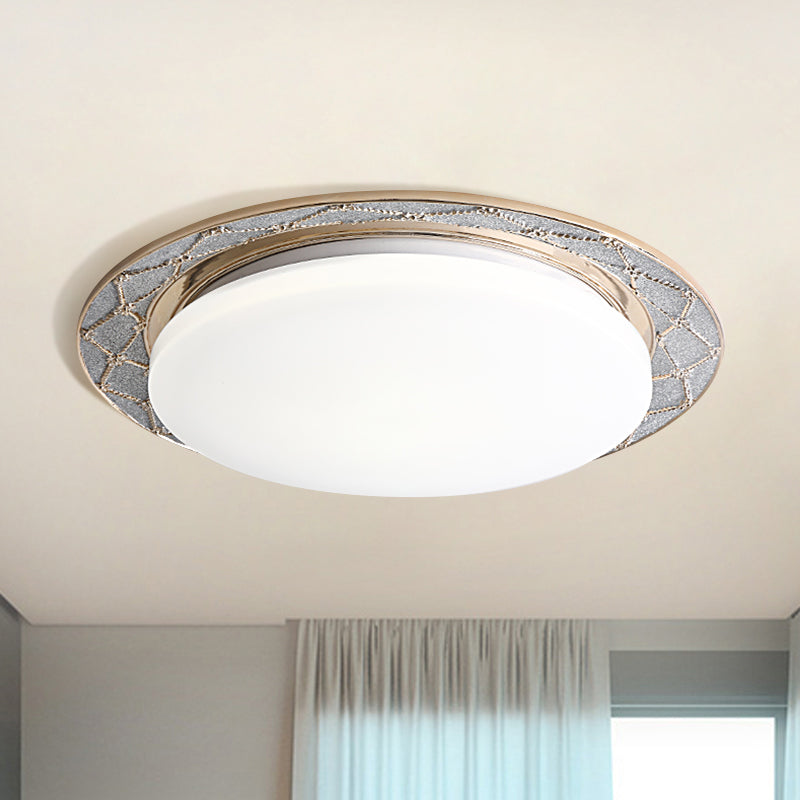 Milk Glass LED Flush Mount Lamp Vintage Beige/Silver Grey Moon-Shaped Bedroom Ceiling Mount Light Fixture - Silver Gray - Clearhalo - 'Ceiling Lights' - 'Close To Ceiling Lights' - 'Close to ceiling' - 'Flush mount' - Lighting' - 1400432