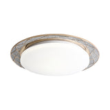 Milk Glass LED Flush Mount Lamp Vintage Beige/Silver Grey Moon-Shaped Bedroom Ceiling Mount Light Fixture - Clearhalo - 'Ceiling Lights' - 'Close To Ceiling Lights' - 'Close to ceiling' - 'Flush mount' - Lighting' - 1400435