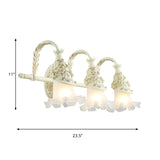 Ruffled Bath Vanity Wall Sconce Antique Frosted Glass 1/2/3-Bulb White Wall Mount Light Fixture Clearhalo 'Vanity Lights' 'Wall Lights' Lighting' 1400484