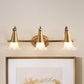 Gold Cone Vanity Lighting Traditional White Glass 1/2/3-Head Bathroom Wall Lamp with Lettuce Trim 3.0 Gold Clearhalo 'Vanity Lights' 'Wall Lights' Lighting' 1400485