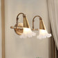 Gold Cone Vanity Lighting Traditional White Glass 1/2/3-Head Bathroom Wall Lamp with Lettuce Trim 2.0 Gold Clearhalo 'Vanity Lights' 'Wall Lights' Lighting' 1400489
